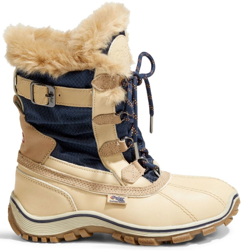 PAJAR Adelaide Women's Winter Snow Boots Waterproof Tan/Navy Size 7 / 7.5 -38 EU